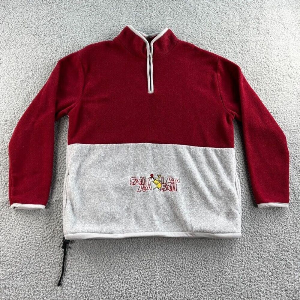 NEW Dr.Seuss Brand Sweater Mens Medium Red Pullover Fleece Sweatshirt‎ 1/4 Zip